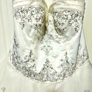 Wedding dress, white with silver embroidery beads!